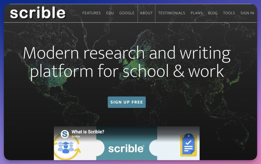 Scrible homepage