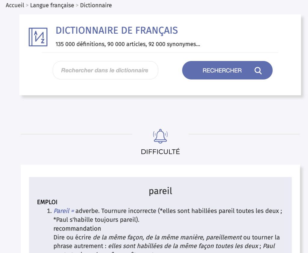 Dictionnaire de fran&ccedil;ais en ligne