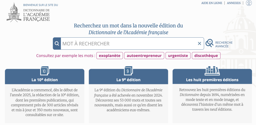 dictionnaire de l'acad&eacute;mie fran&ccedil;aise
