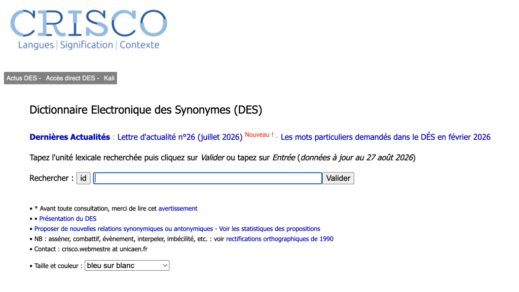 Le DES dictionnaire des synonymes