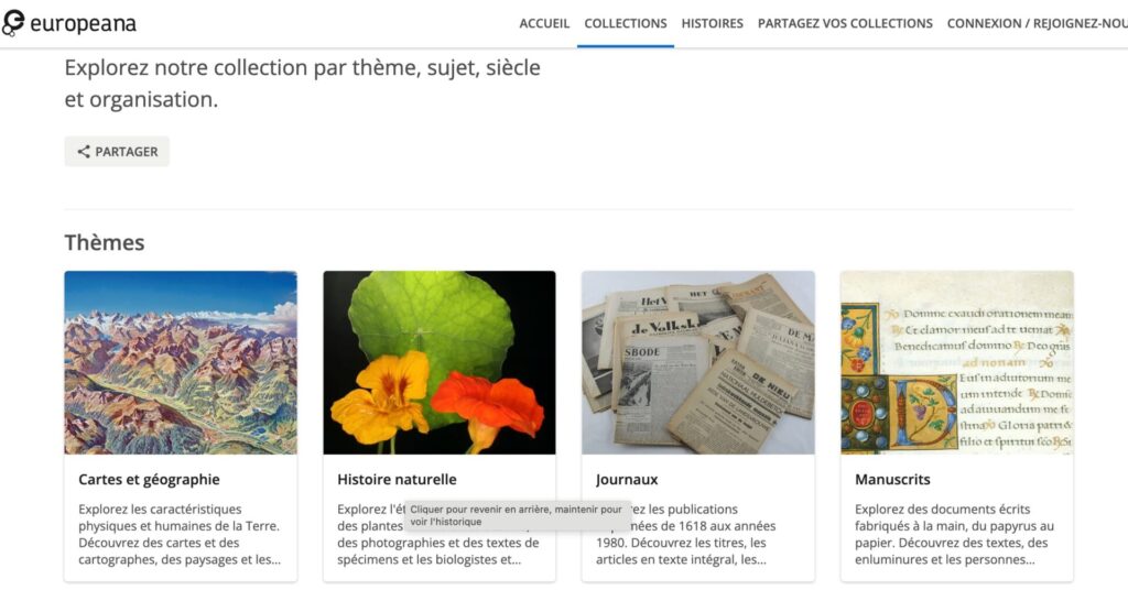 capture de la page d'europeana