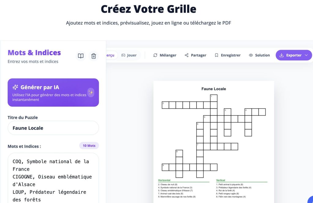 créateur de mots croisés