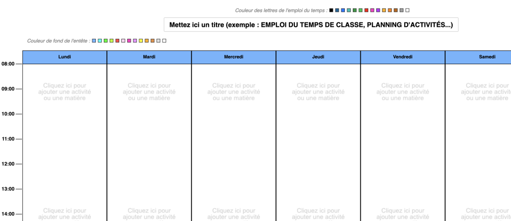 modele gratuit emploi du temps scolaire