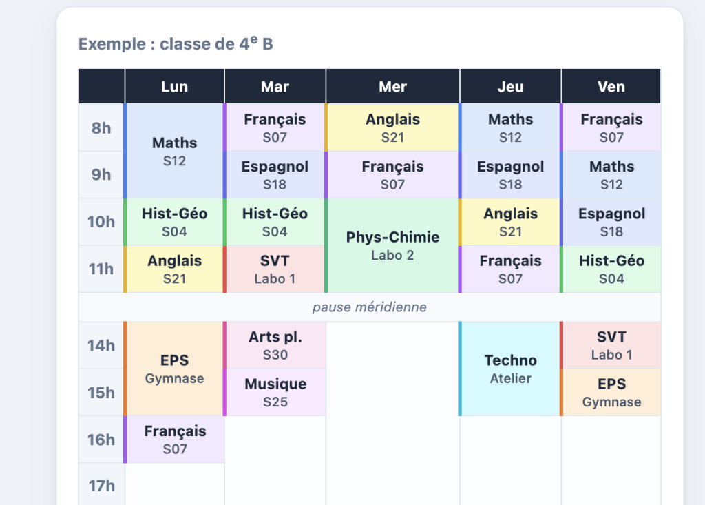 modele emploi du temps college ou lycee