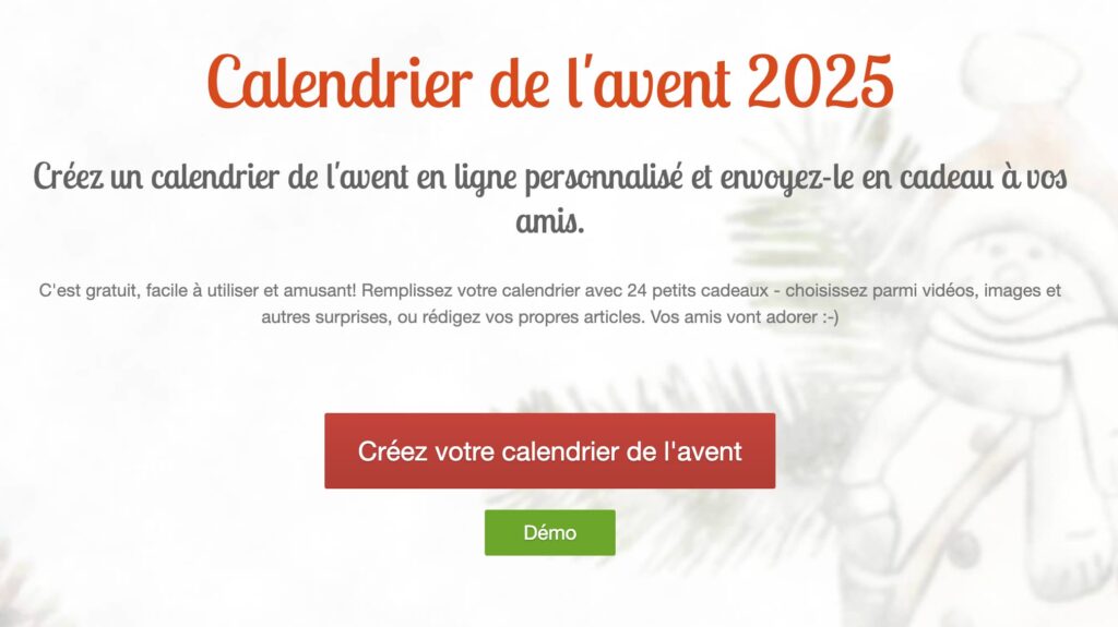 créer des calendriers de l'avent en ligne