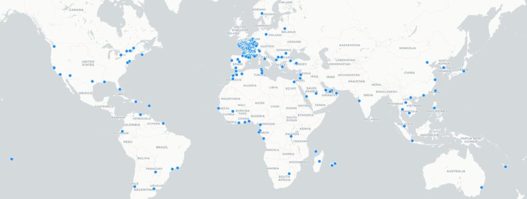 carte des participans à la nuit du code