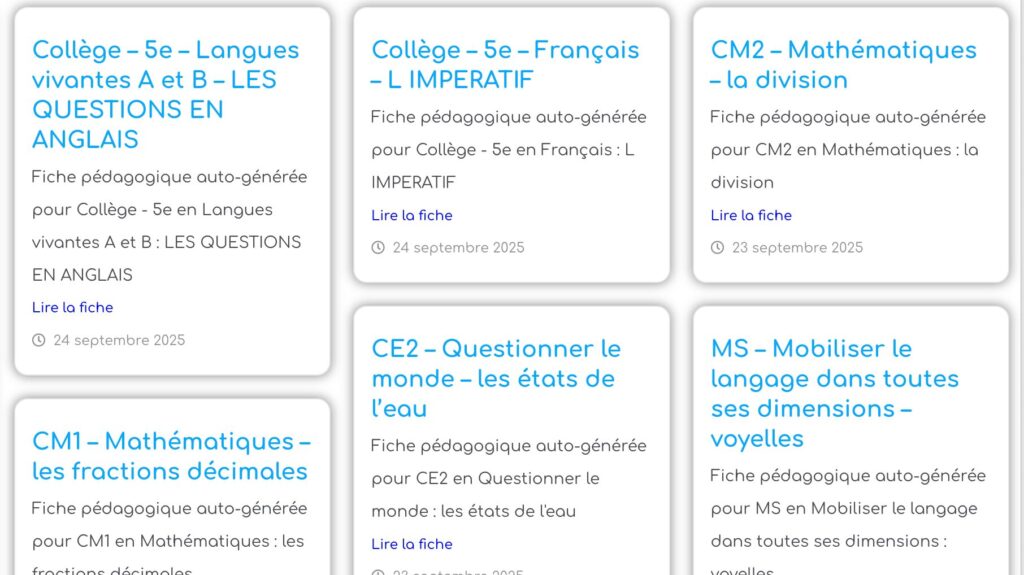 fiches pédagogiques