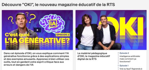 page d'accueil de la RTS consacrée à OKI le noueau magazine éucatif