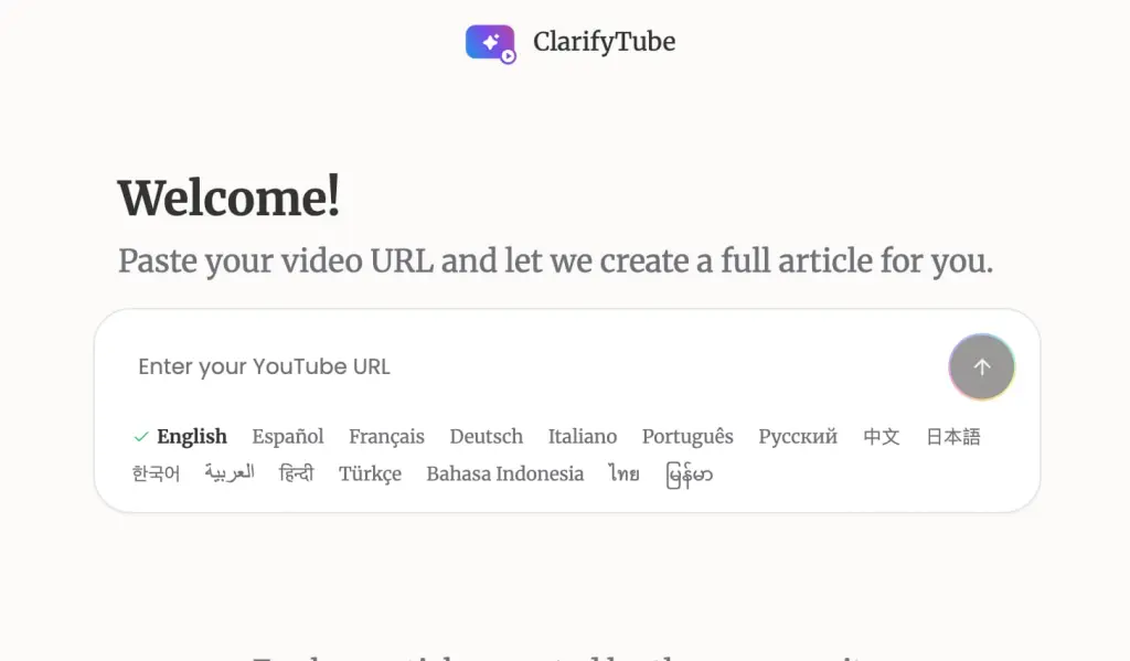 Convertir une video en un article avec Claritytube
