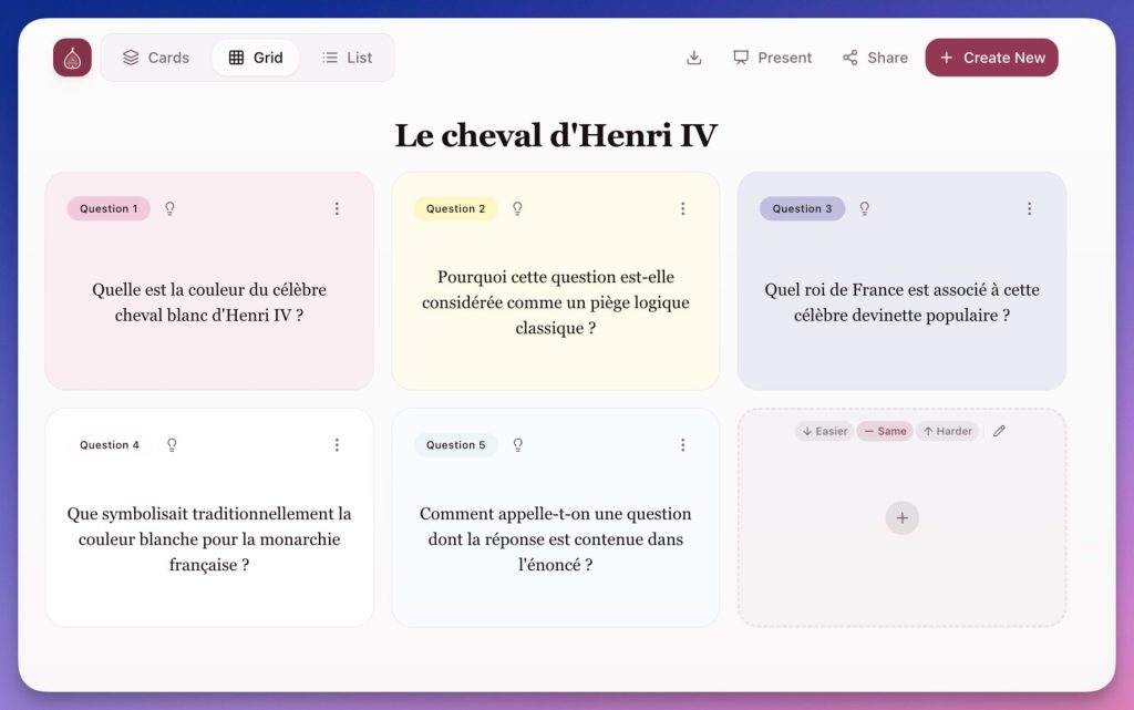 cartes mémoirs générées automatiquement par Figy