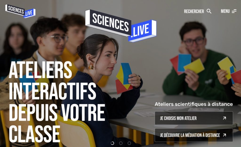 Page d'accueil de la plateforme Sciences Live