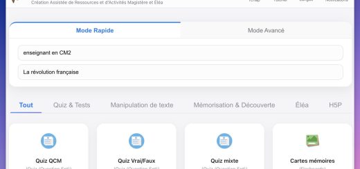 Interface de Caramel qui permet de créer des activités H5P