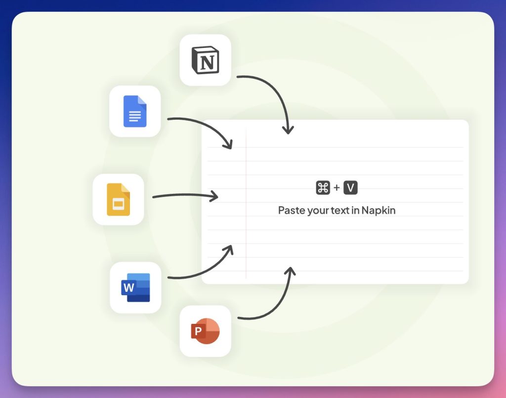 illustration to import texts into Napkin