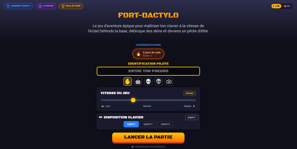 Jeu de dactylographie gratuit Fort dactylo