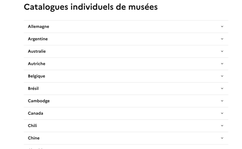liste des catalogues de musées par pays